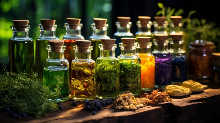 Essential oils and herbs for natural illness remedy